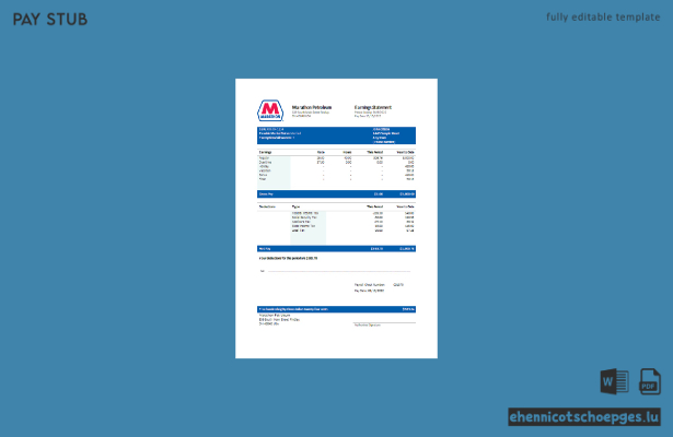 Beispiel einer Gehaltsabrechnung der US-amerikanischen Marathon Petroleum Company